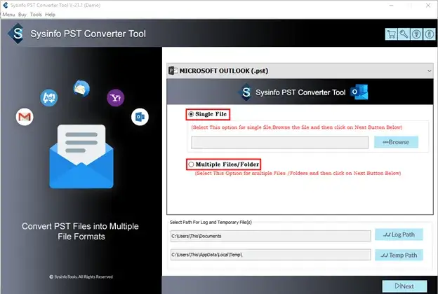 screenshot of PST Converter