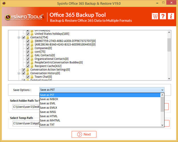 Office 365 Backup Tool
