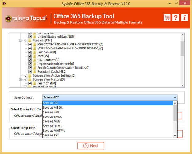 Office 365 Backup Tool Screenshot