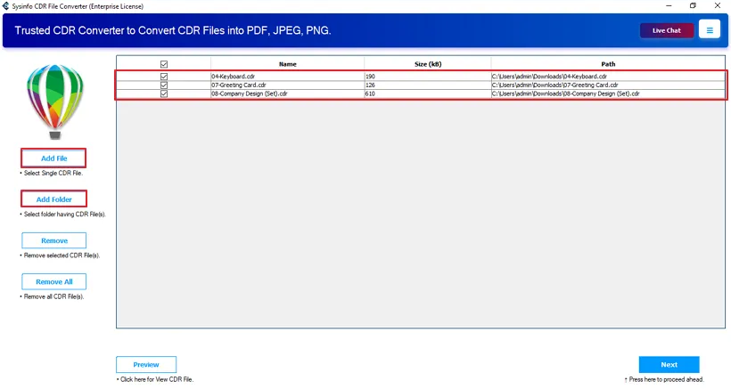 screenshot of CDR Converter