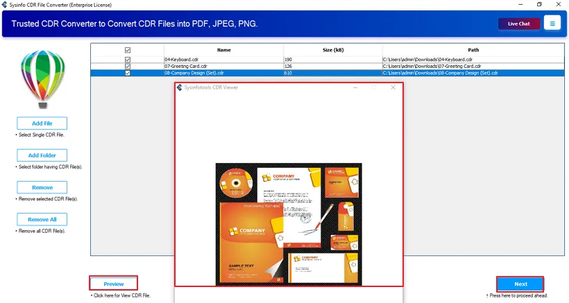 screenshot of CDR Converter