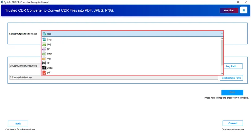 screenshot of CDR Converter