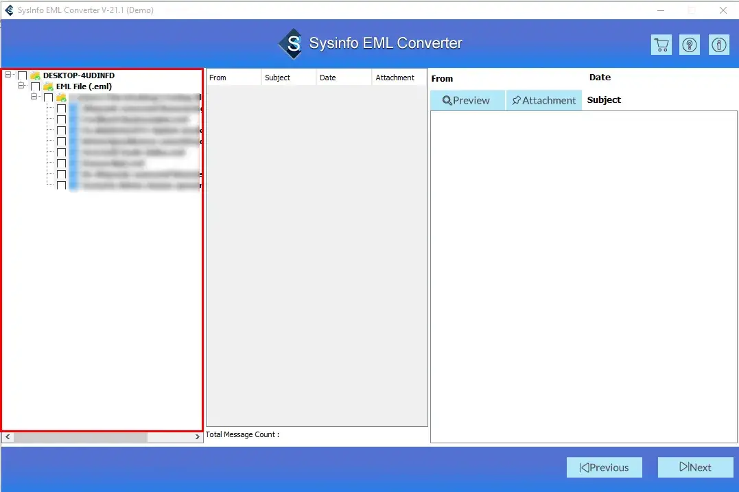 screenshot of eml converter