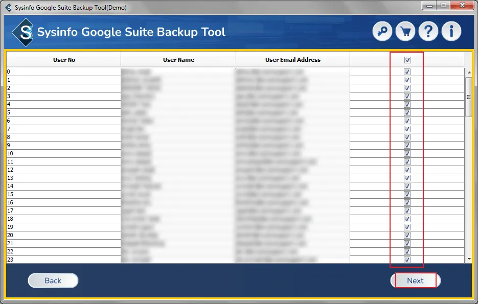 screenshot of G Suite Backup