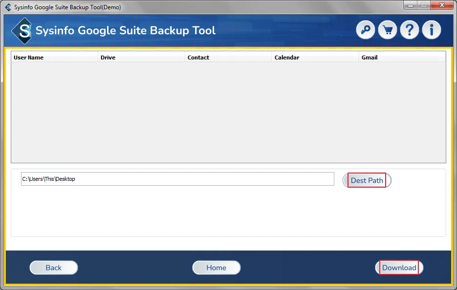 screenshot of G Suite Backup
