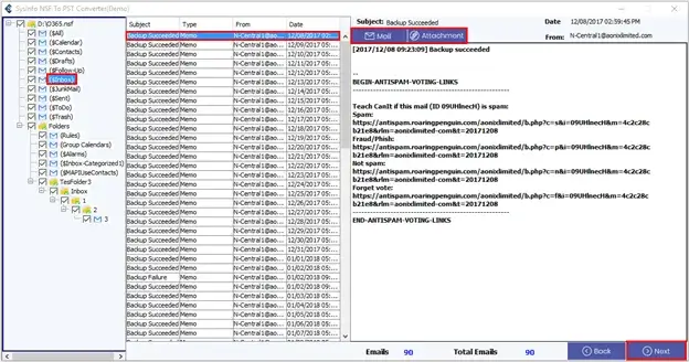 screenshot of Lotus Notes to Outlook Converter