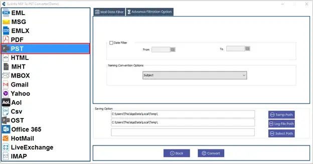 screenshot of Lotus Notes to Outlook Converter