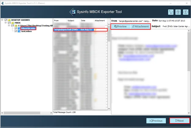 screenshot of MBOX Converter