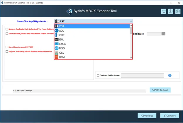 screenshot of MBOX Converter