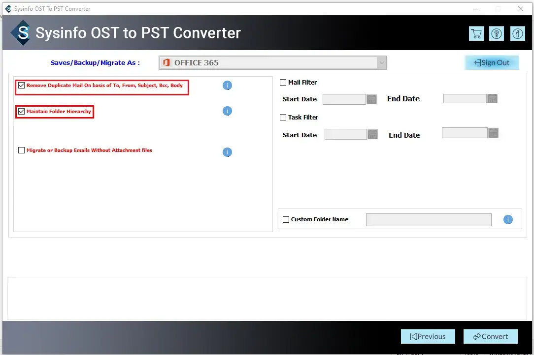 screenshot of OST to Office 365 Converter 