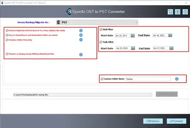 screenshot of OST to PST Converter