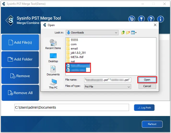 screenshot of Outlook PST Merger