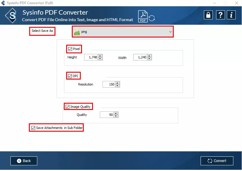 screenshot of pdf converter