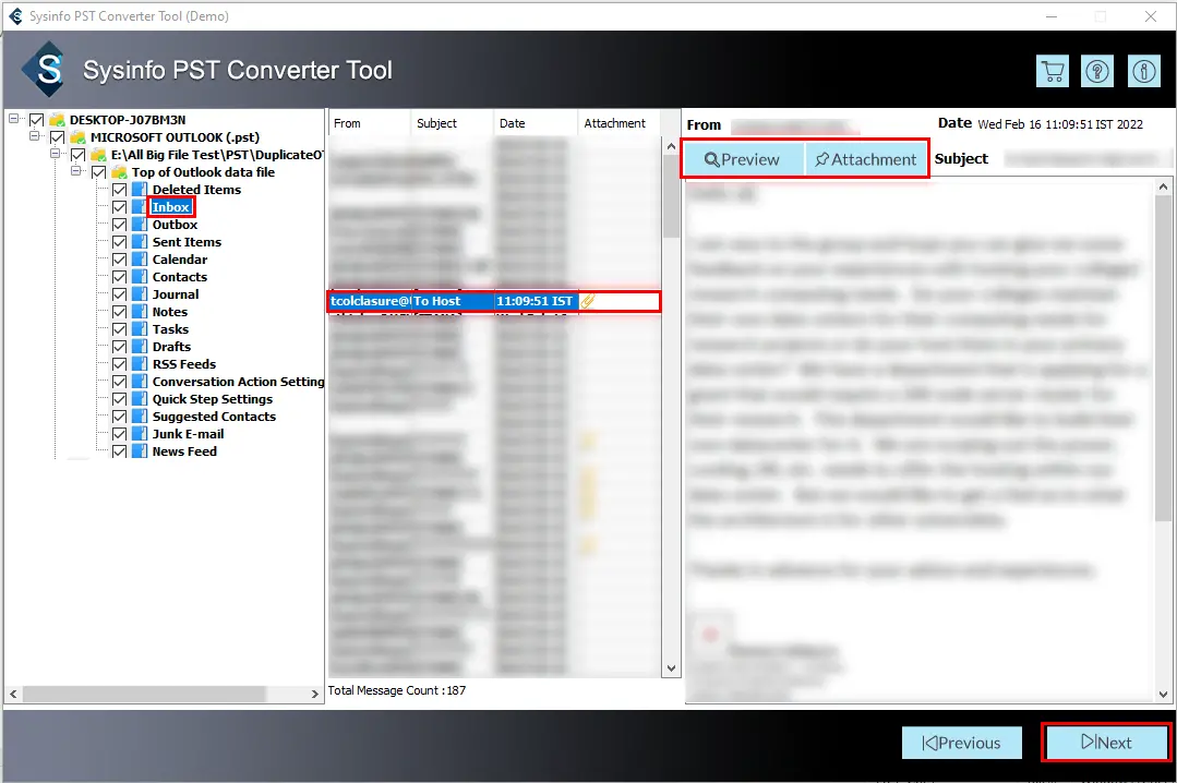 screenshot of PST to EML  Converter 