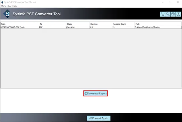 screenshot of PST to PDF Converter Tool
