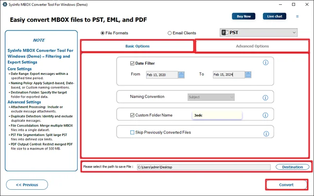 Finally, use the given options, set the path, and hit Convert.