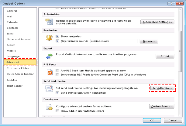 Fix MS Outlook Error Code 0x800cccdd in Outlook 2010