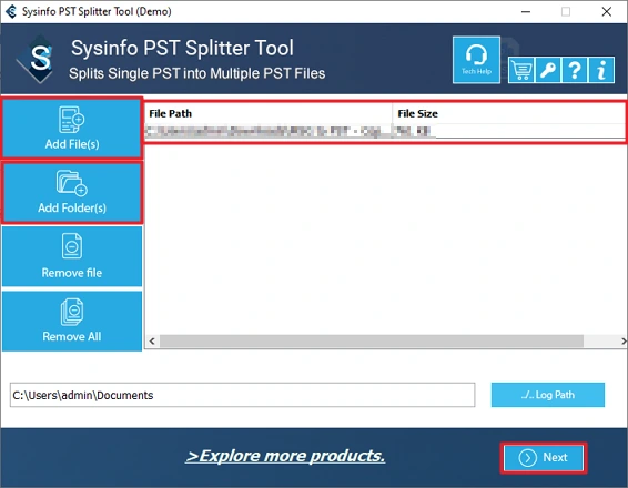 Split PST File into Smaller Parts step 2