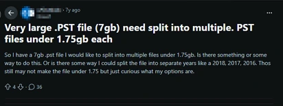 Split PST File into Smaller Parts user query