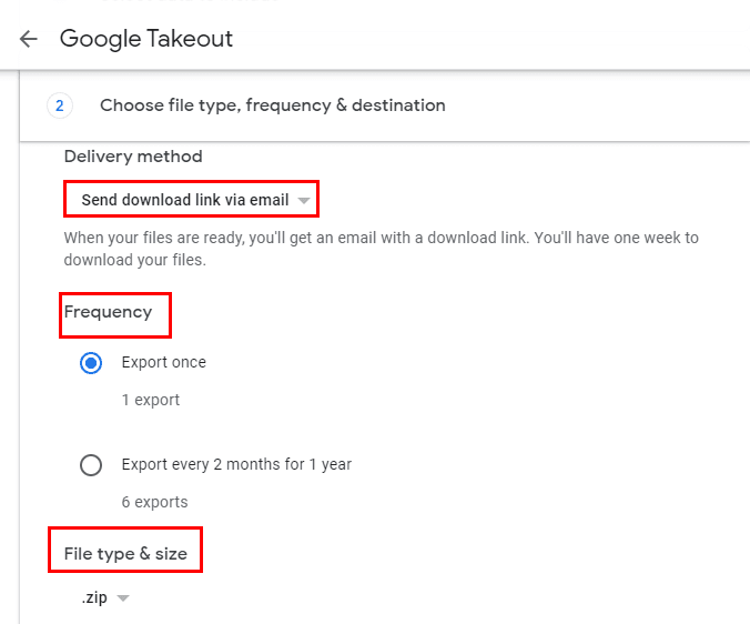 choose file typr frequecy destination