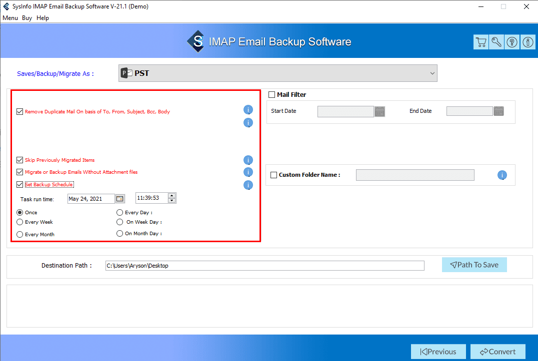 Set Backup Schedule
