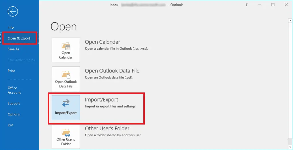 Click on Import/Export button