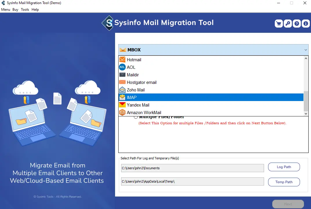migrate emails from one host to another