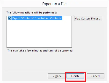click on the Finish button