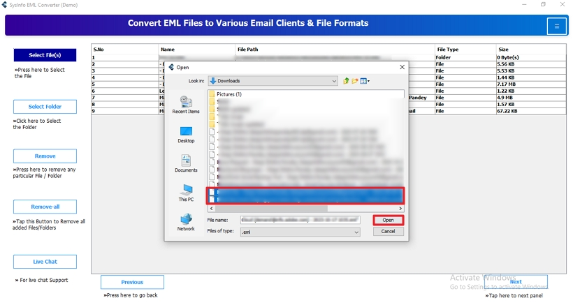 Click on Select File