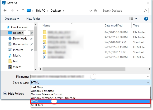 Save file in HTML format