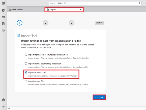 Click on Import from Outlook