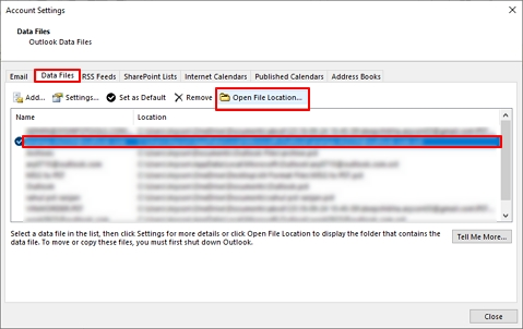 click Data Files option