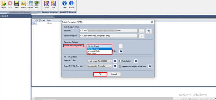 select Recovery Mode and click OK