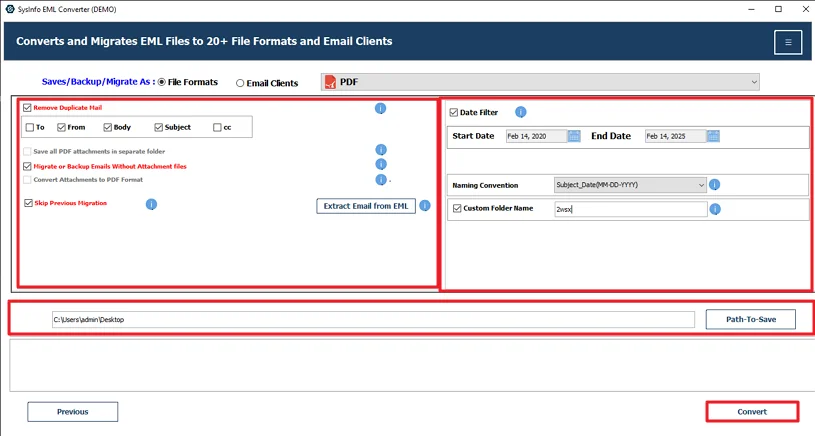 Lastly, apply the filters, choose the destination, and click Convert.