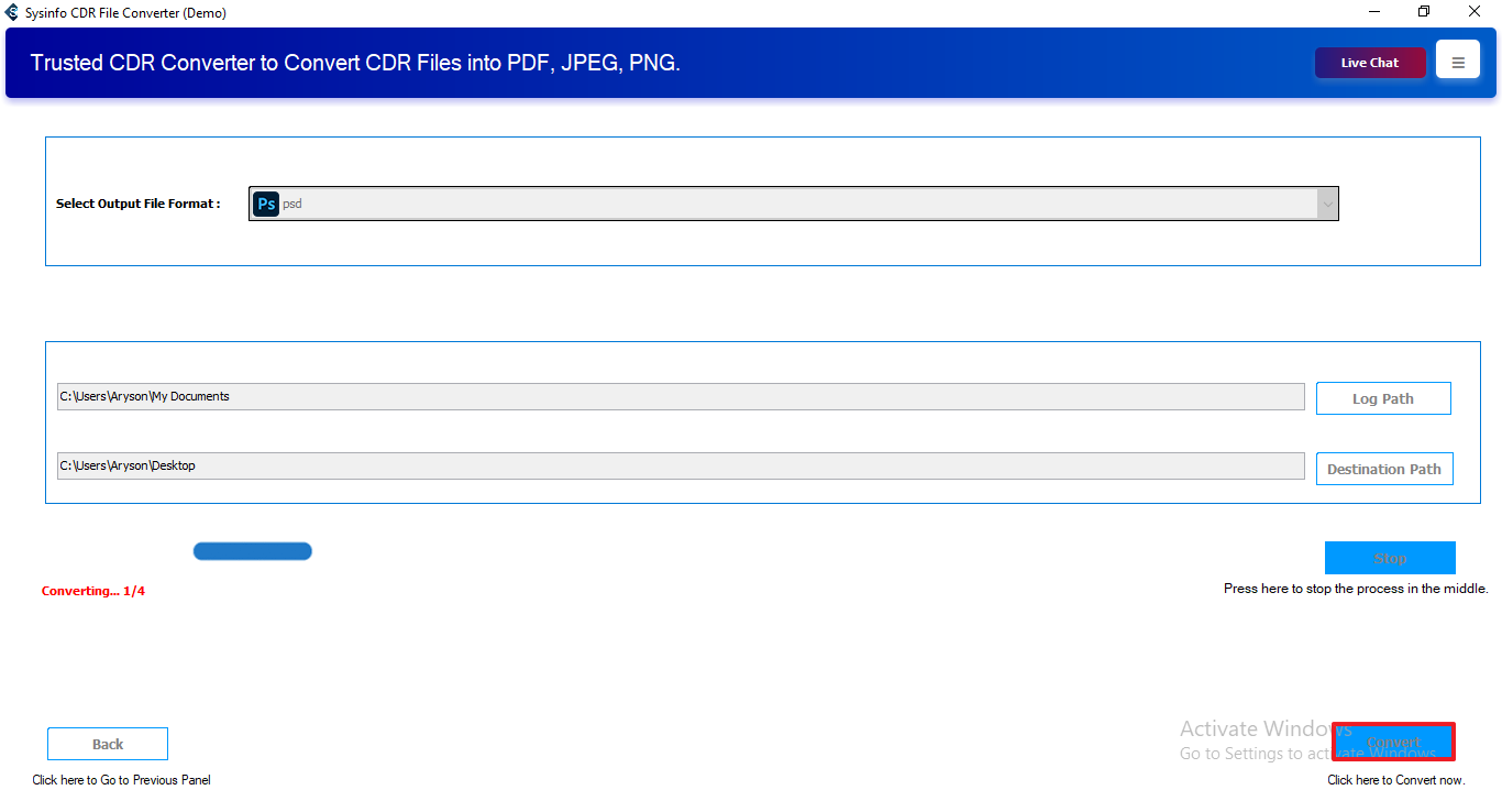 Convert CDR to PSD