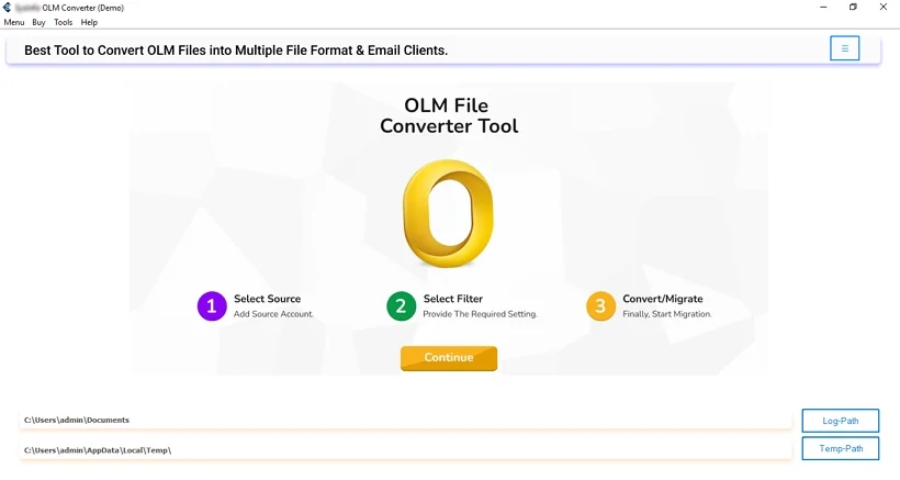 Open the OLM File Converter