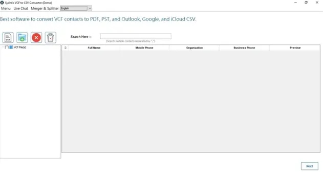 Launch the VCF File to Excel Converter Tool