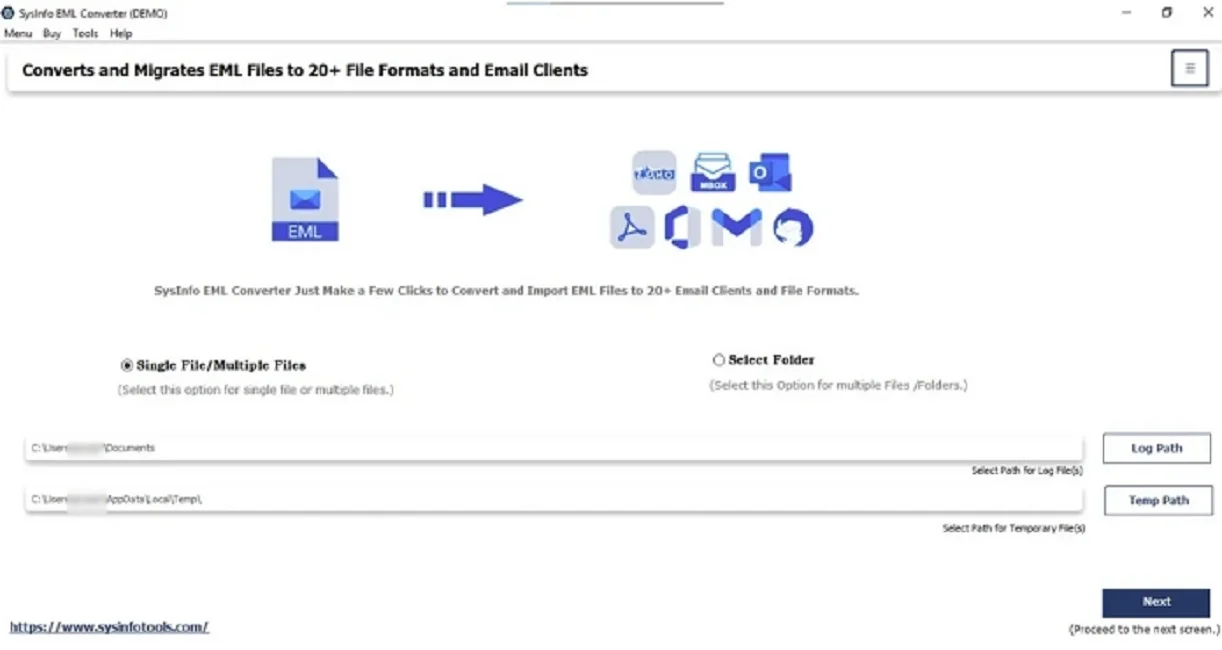 Download EML File to G Suite Migrator
