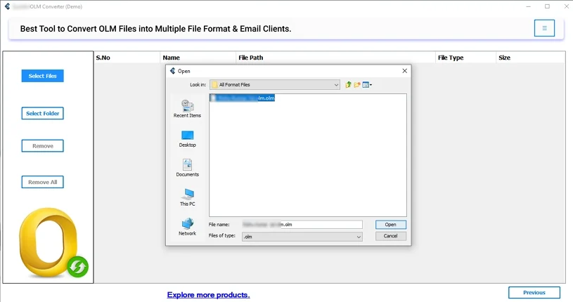 upload or drag .olm documents