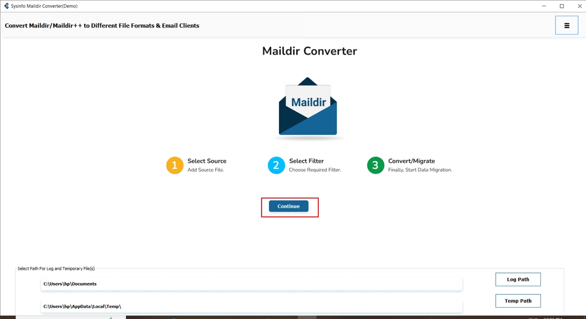 Start the Maildir to MBOX Converter