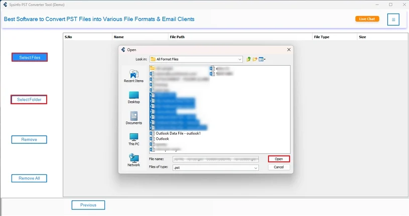 Select Folder and Select File