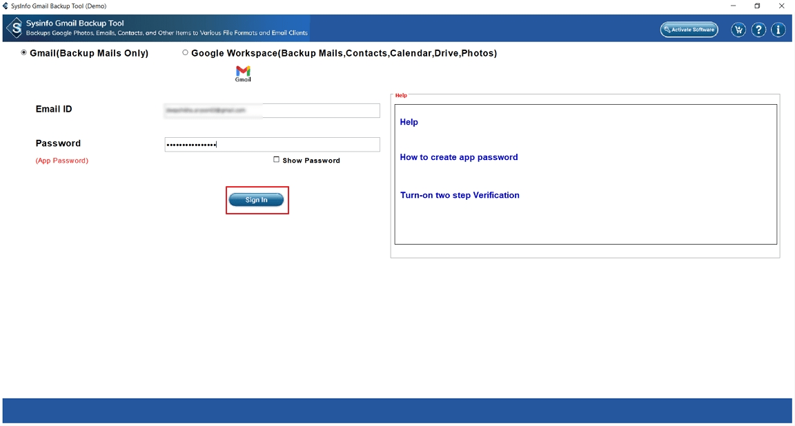 Log in with your Gmail credentials