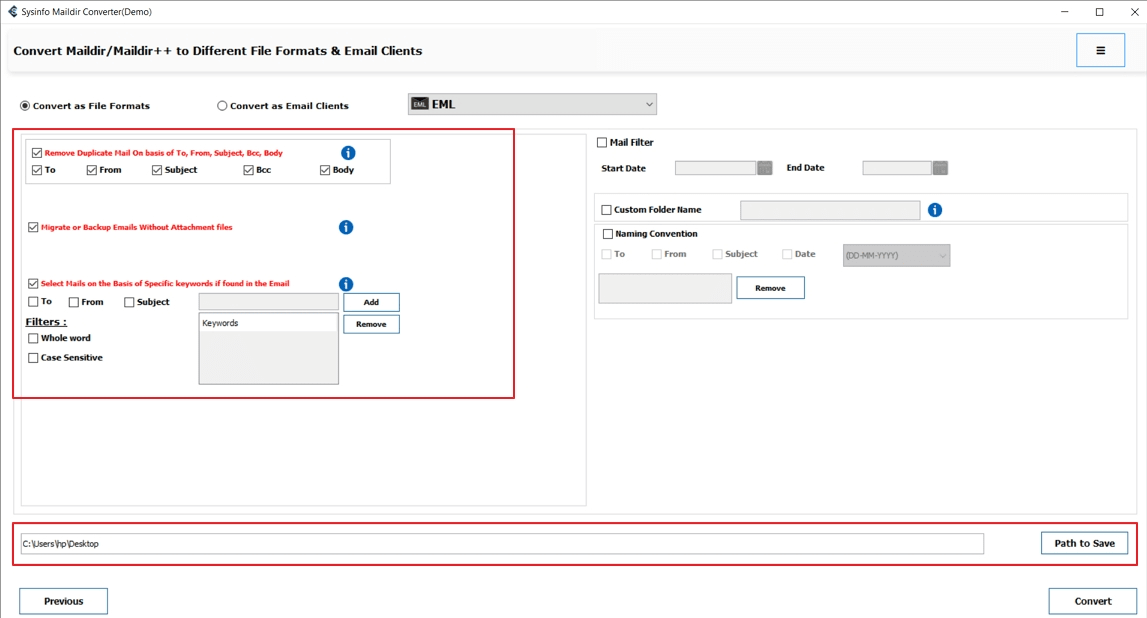 Select a destination path