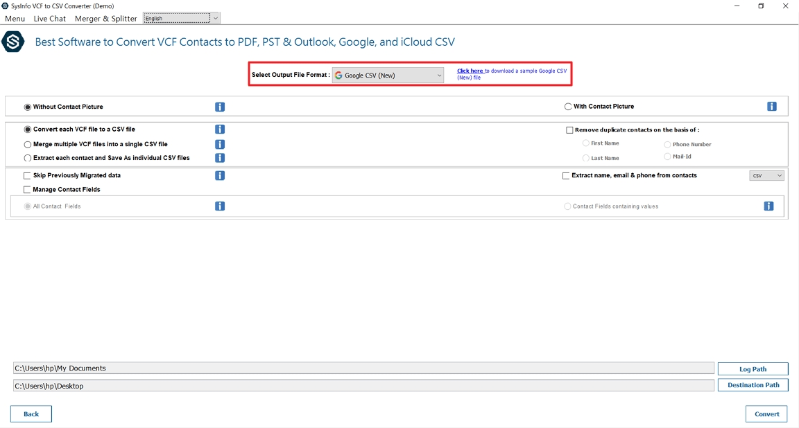 Select Google CSV