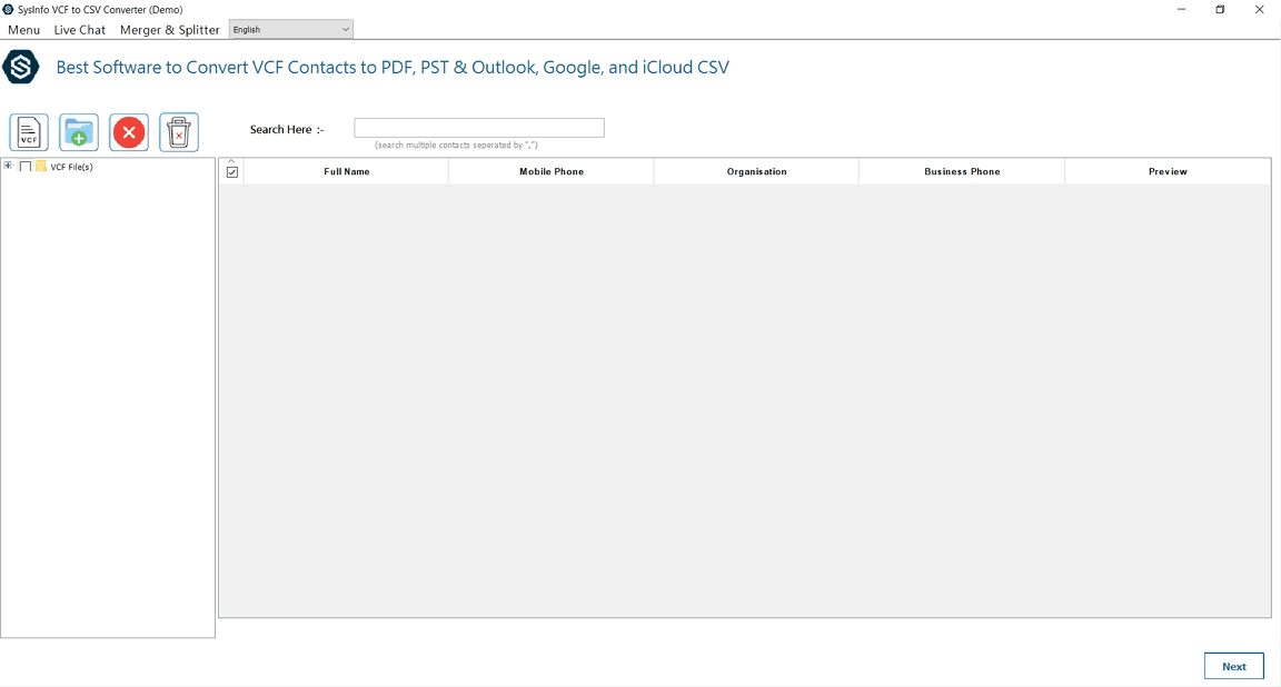 Start the VCF to PDF Converter