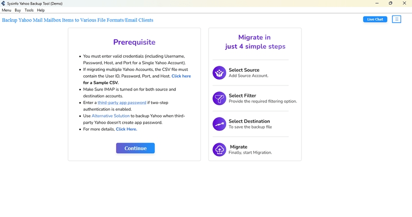Install the Yahoo Mail Backup Tool