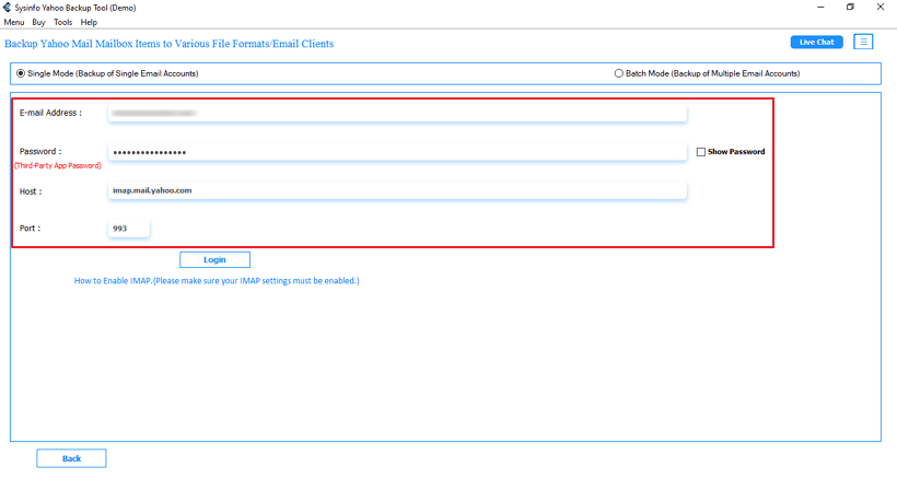 Using Yahoo account credentials