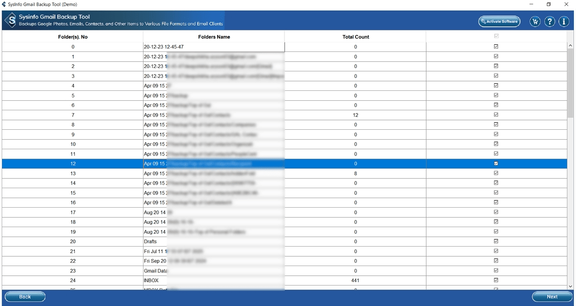 Select folders