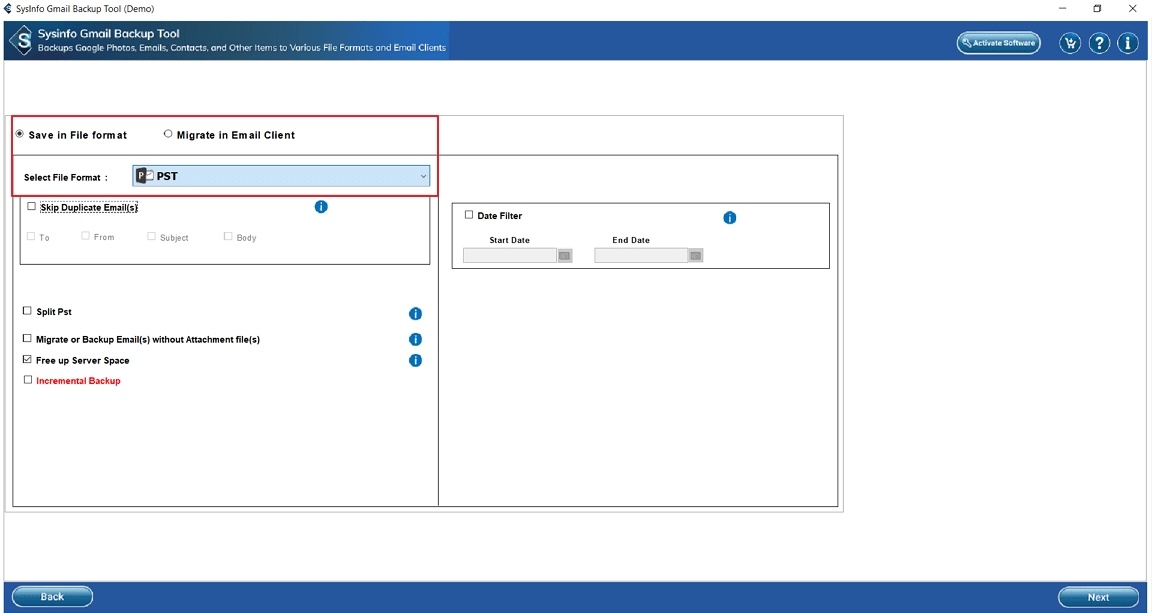 Select a file format