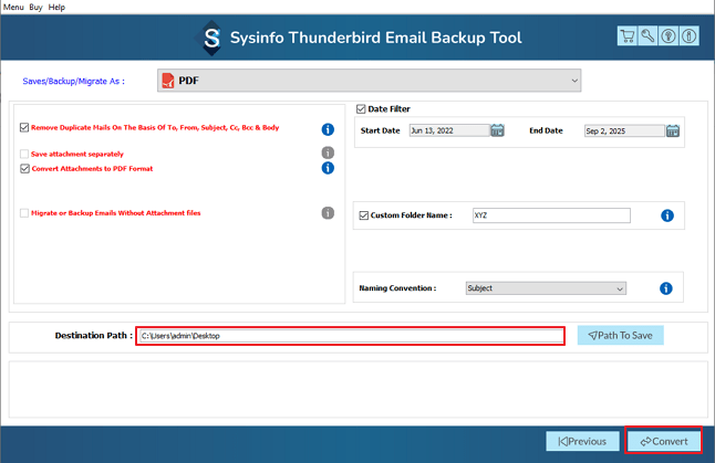 Set the path and click convert